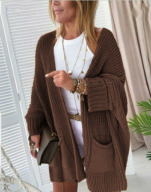 Oversize Loose Knitwear Cardigan With Pockets