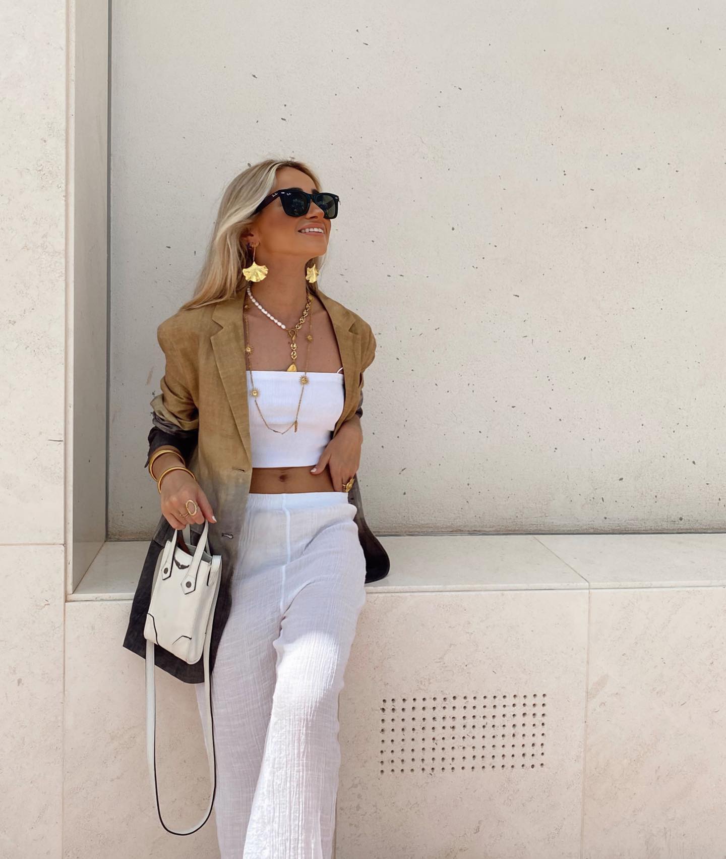 Blazer Jacket - Camel & Gray