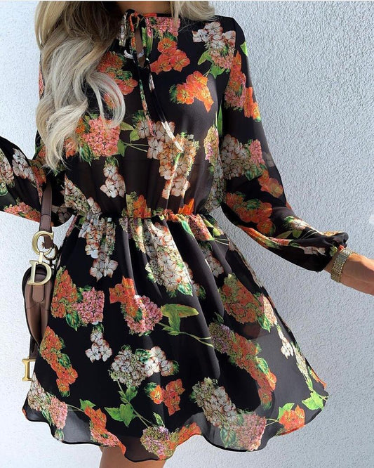 Patterned Chiffon Dress