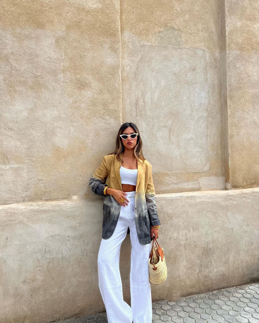 Blazer Jacket - Camel & Gray