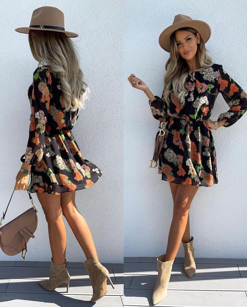 Patterned Chiffon Dress